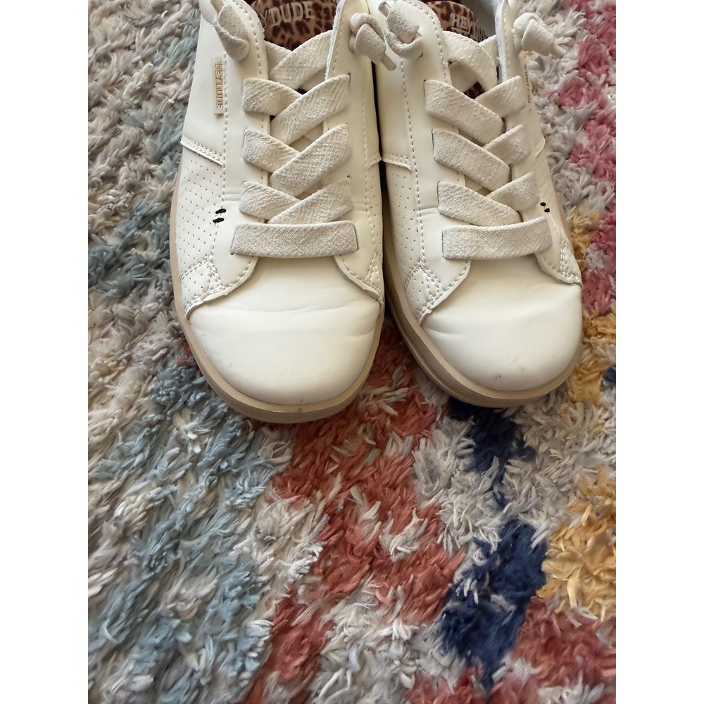 HEYDUDE Karina Duo Classic Women's 9 Ivory Leopard Sneaker Worn Once - Picture 10 of 10